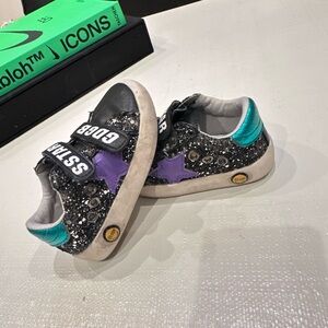 Kids Glitter Sneakers with Purple and Teal Accents